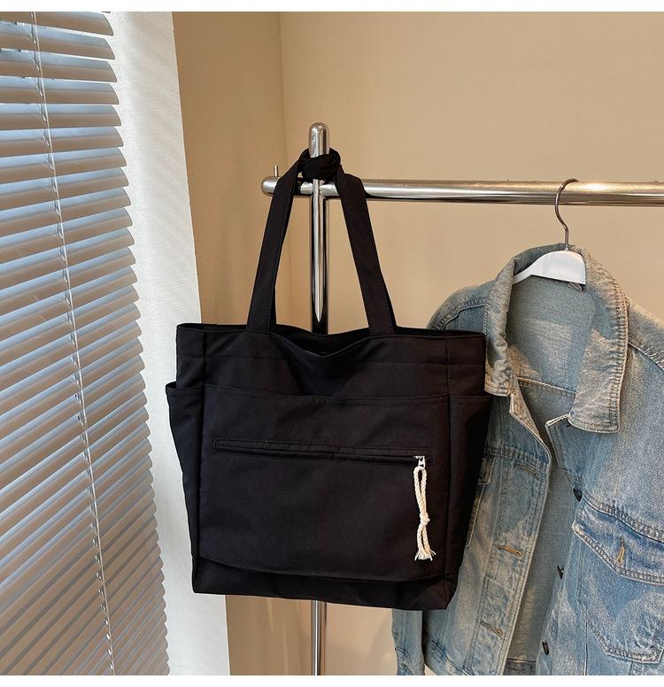 2025 New Canvas Bag Women's Large-capacity Casual Versatile Simple Shoulder Bag Spring and Summer College Student Tote Bag