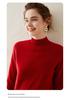 Women's 2024 Winter Cashmere Pullover: Thickened, Skin-Friendly, Half-High Collar, Raglan Sleeves, Loose Fit Sweater.