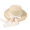 Women's Summer Japanese Style Versatile Frayed Edge Straw Hat Flat Top Vacation Outing Woven Sun Hat Bowknot Sunshade Beach Hat