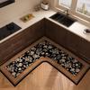 L-shaped Carpet for Kitchen Absorbent Non-slip Floor Mat Minimalist Retro Style Home Decoration Rug Oil Absorption Wipeable
