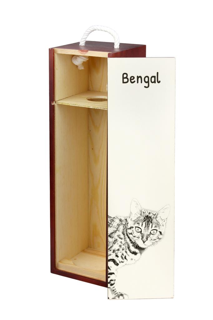 Bengal - Weinkiste mit einer Katze, Alkoholbox mit Grafik, personalisierte Geschenkbox von der Marke Art-Dog