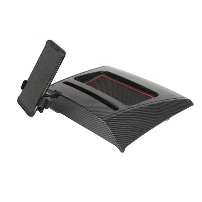 Dashboard Oraganizer Tray With Phone Holder Clip For Ford Mustang 2015+ Center Console Stowing Storage Container Box