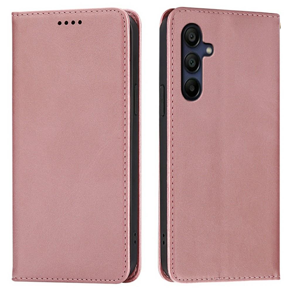 

For Samsung Galaxy A17 Case Wallet Calf Texture Leather Phone Cover with Hidden Magnetic Closure Rose Gold