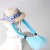 Hamster Sun Hat Cute Small Pet Hat with Double Braids Elastic Strap Adjustable Parrot Wig Hat for Budgies Roosters Guinea Pigs Dress-Up