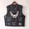 Gilet da motociclista in pelle da uomo europeo e americano con stemmi ricamati
