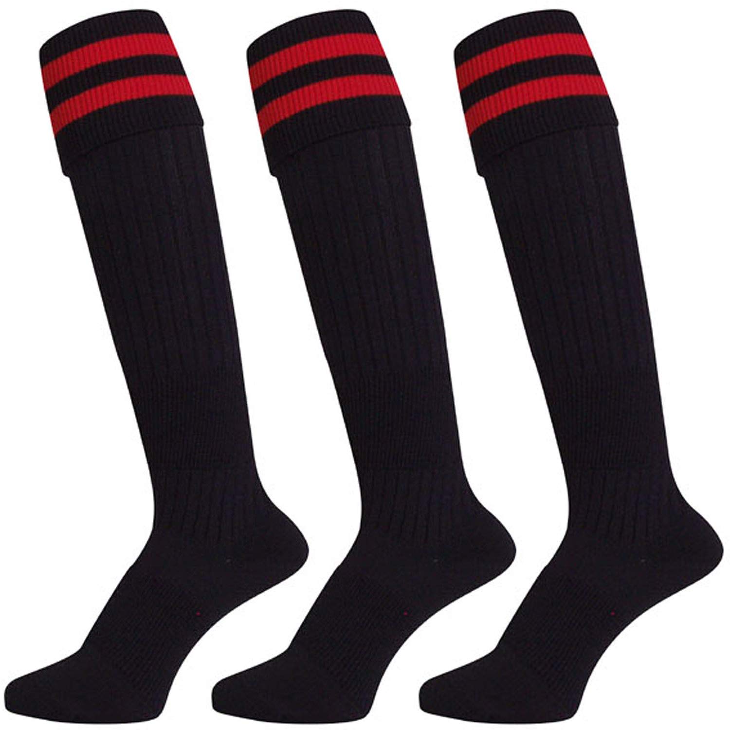 

VAXPOT Футбольные Регбийные Носки Гольфы Набор Устойчивые Поддержка ЧЕРНЫЙxКРАСНЫЙ 3 пары [Абразивный Дизайн] VA-6021 25-27см