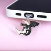 Mobile Phone Dust Plug, Fashionable Black and White Moon, Flying Dragon Bat Wing Pendant Mobile Phone Dragon Series Style, Ideal Best Gift, Halloween