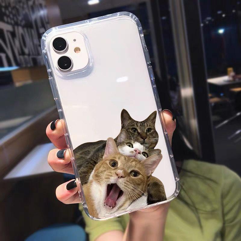 Funny Cute Cartoon Cat Transparent Phone Case for IPhone 13 15 12 11 14 Pro Max 13 12Mini X XS XR SE 14 Plus Cover Shells Fundas