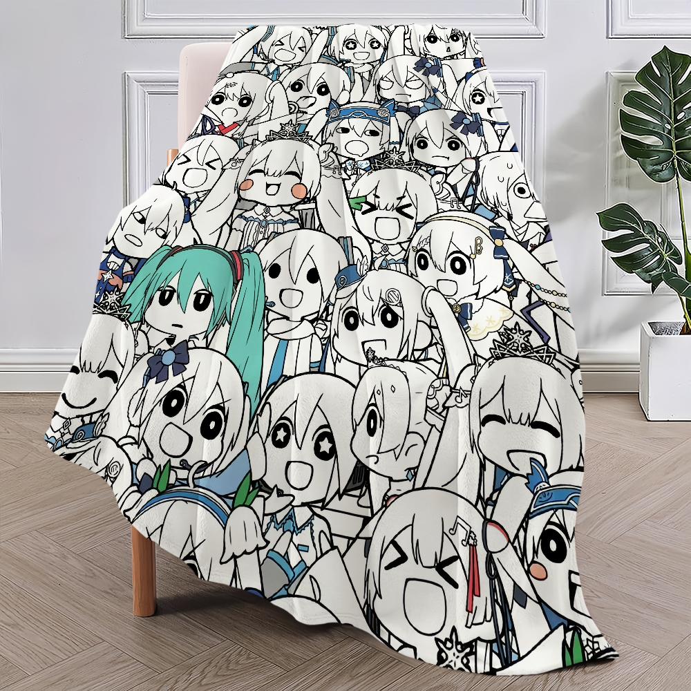 Süße H-Hatsune M-Miku Anime-Mädchen kawaii Decke Plüsch Nickerchen Sofa Teppich für Wohnzimmer Büro Schlafzimmer Geburtstag Zuhause Reise Kinder Geschenke