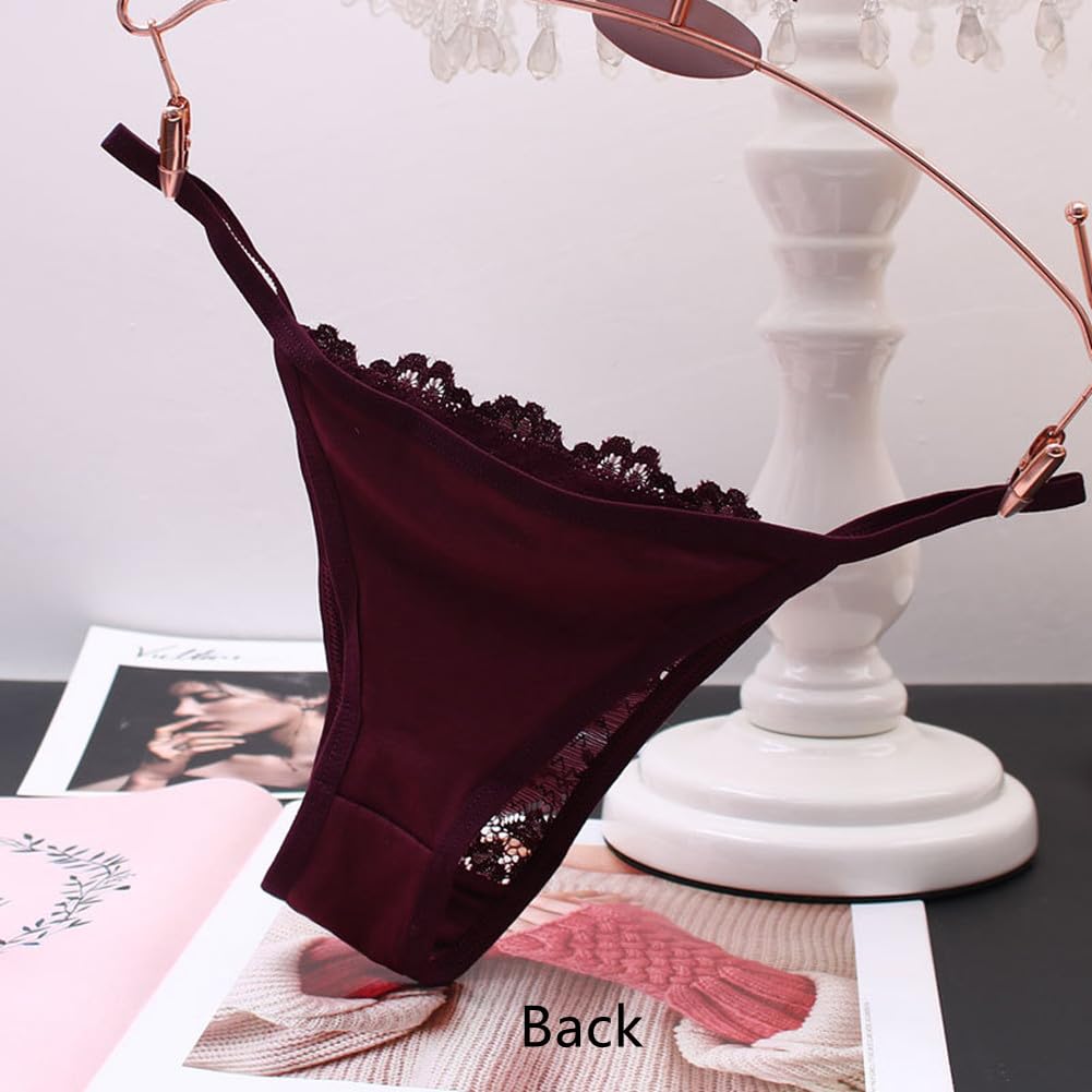 HINICE Renda Elástica Roupa Interior de 5 Tanga Fio Dental Lateral de Renda para Mulher, Transparente, Sexy, Fofa, Elegante, (Definir cores)