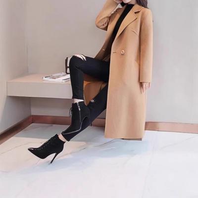 Nouveau Manteau Mi-long, Nouvelle Coupe Slim, Couvrant le Ventre, Manteau en Laine Décontracté et Tendance pour Femmes