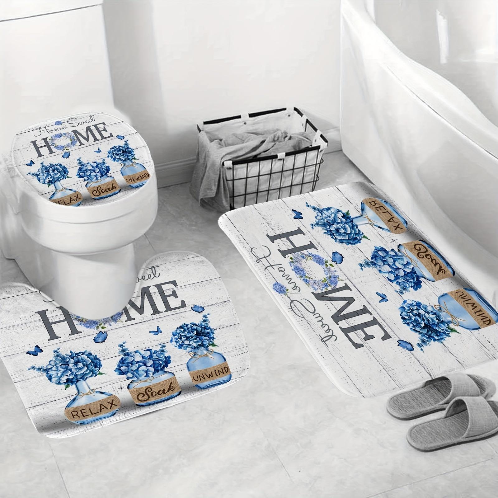 4 шт. роскошные синие занавески для душа с бабочкой и гортензией — фото 4