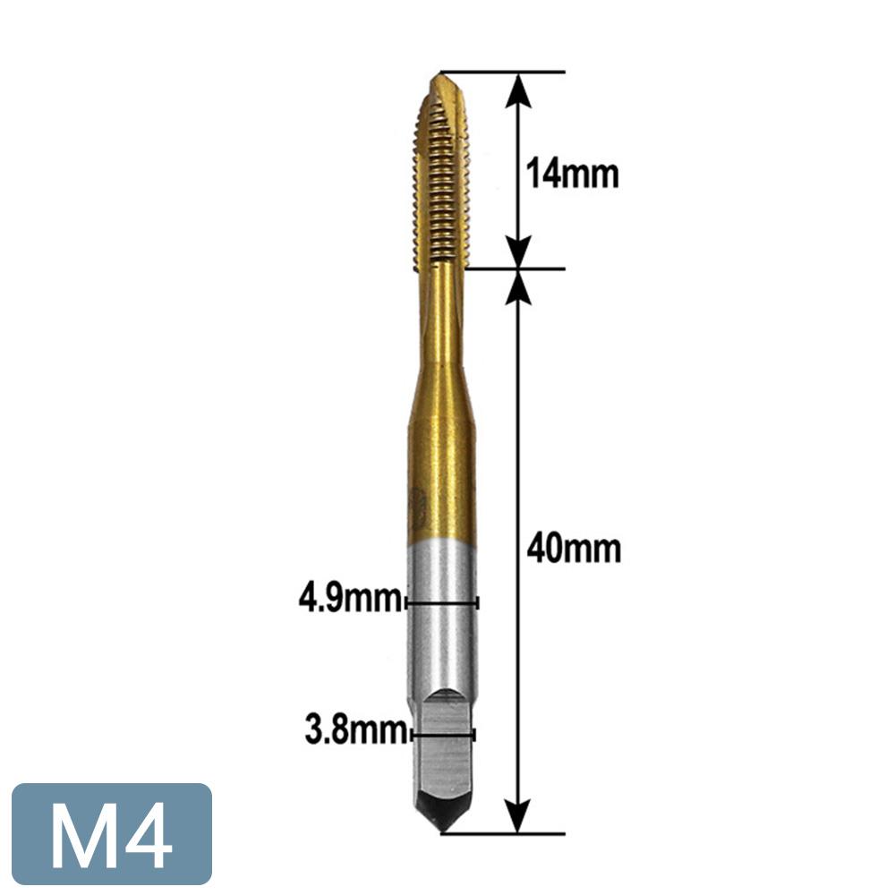 STONEGO 1/5/10PCS Titanium Coated Thread Tap Drill Metric HSS6542 Spiral Fluted Screw Tap M3/M4/M5/M6/M8