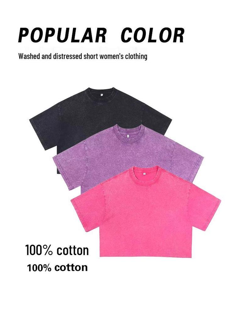 Trendy Loose-Fit Crop Top for Plus-Size - Short-Sleeved Sports T-Shirt