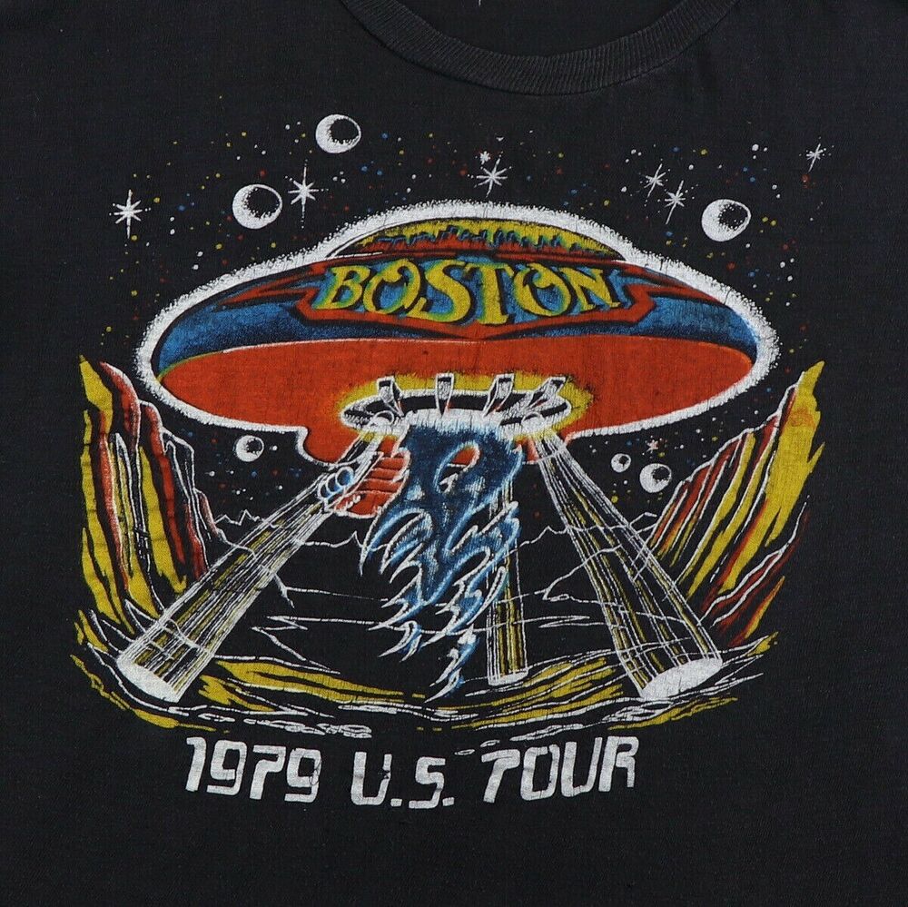 

Vintage Boston band Tour Men T-shirt Black Cotton Tee All Sizes S-3XL Unisex T-Shirt S
