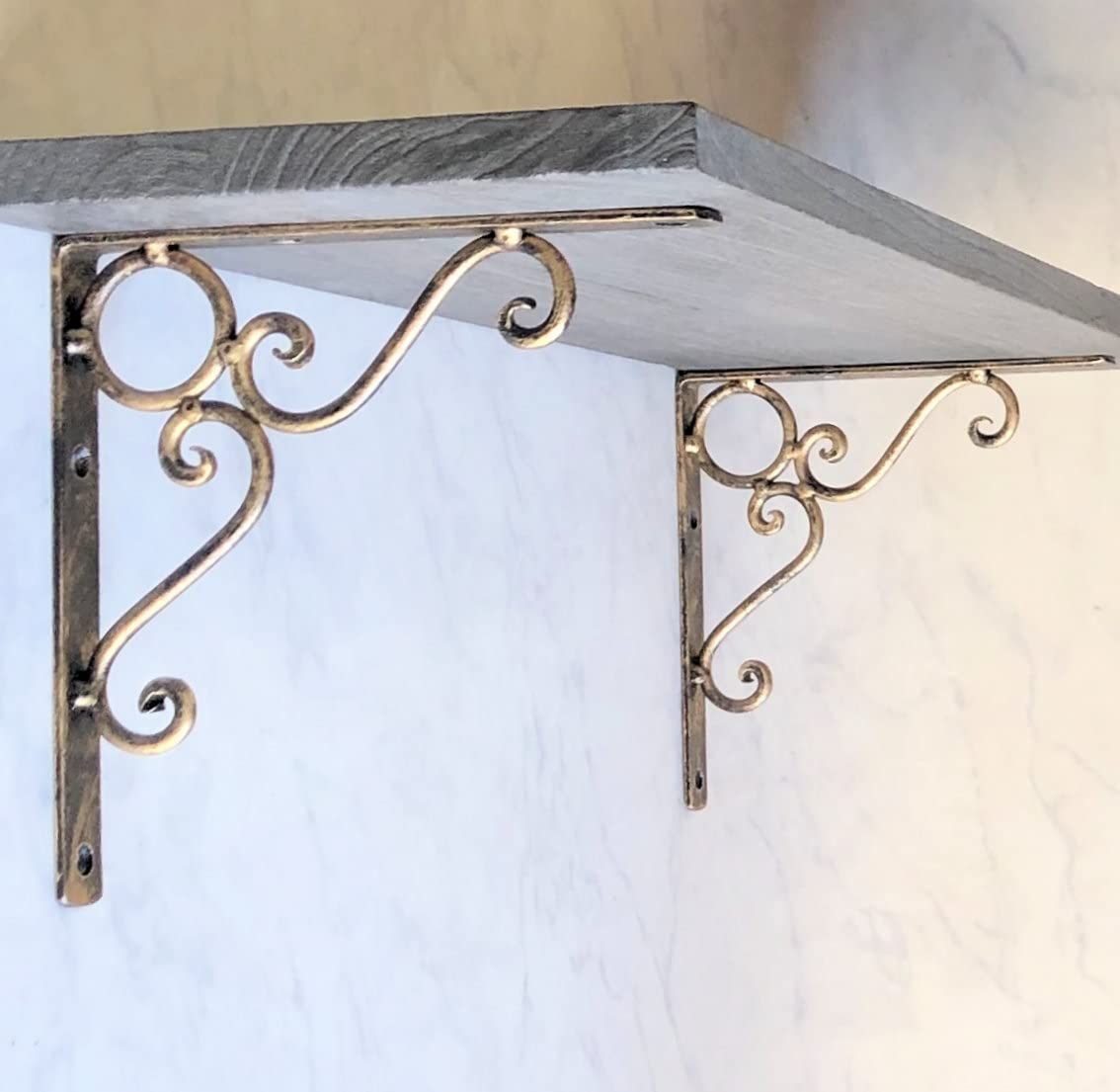 

MASOUDI TRADING Shelf Brackets, 18cm [Set of 2] L-shaped Angle Iron Brackets for DIY Shelf Construction