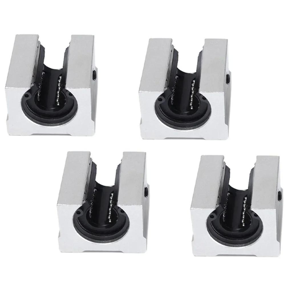 4PCS Bearing Blocks Smooth Low-Friction Movement Linear Slider Aluminum Bracket Guide Rail Bearing Seat SBR20UU Aluminum Slider
