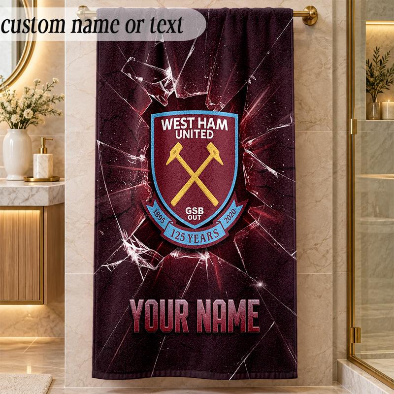 Beach TowelWest Ham United FC Custom Name Text Personalized Soft Towel for Beach Pool Indoor Home Decor Gift