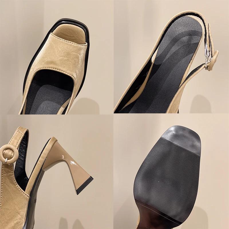 Women High Heels Peep Toe Sandals Chunky Shoes Woman 2025 Summer Elegant Sexy Dress Open Toe Slippers Pumps Sandalias De Mujer