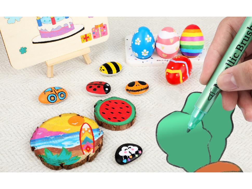 Acrylic Dual-Tip Marker Pens for Students and Kids - Doodling and Painting Set