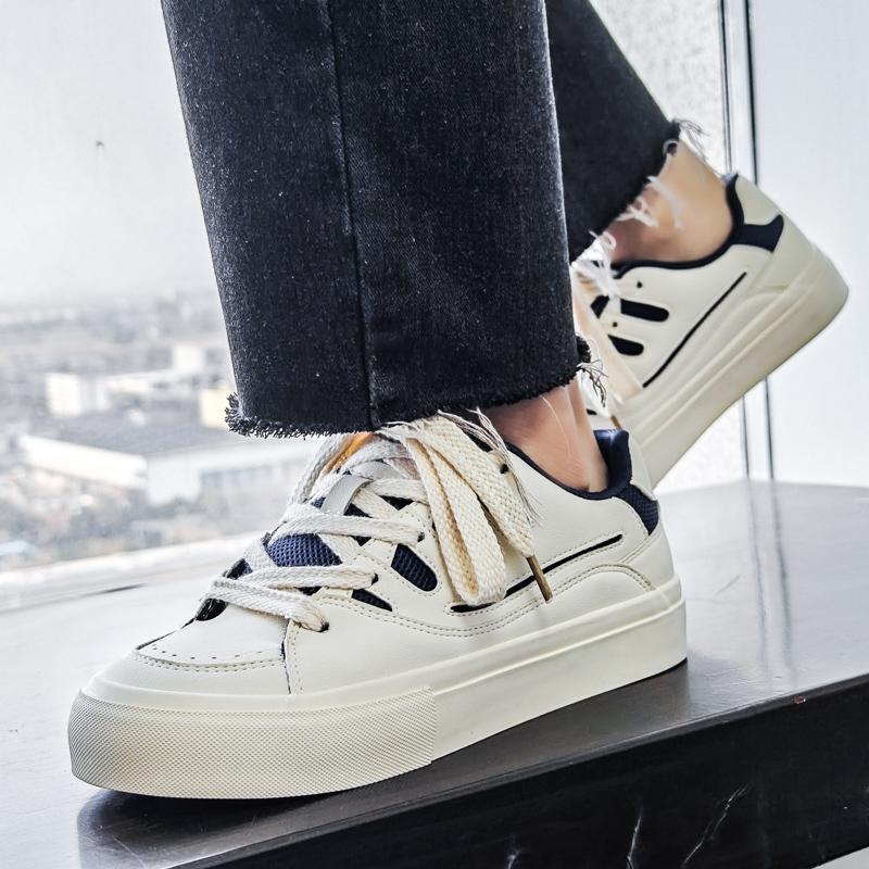 Mens White Board Shoes New Casual Men's Low Cut Fashionable Thick Soled Height Increasing Casuales Trendy Durable Sports Board