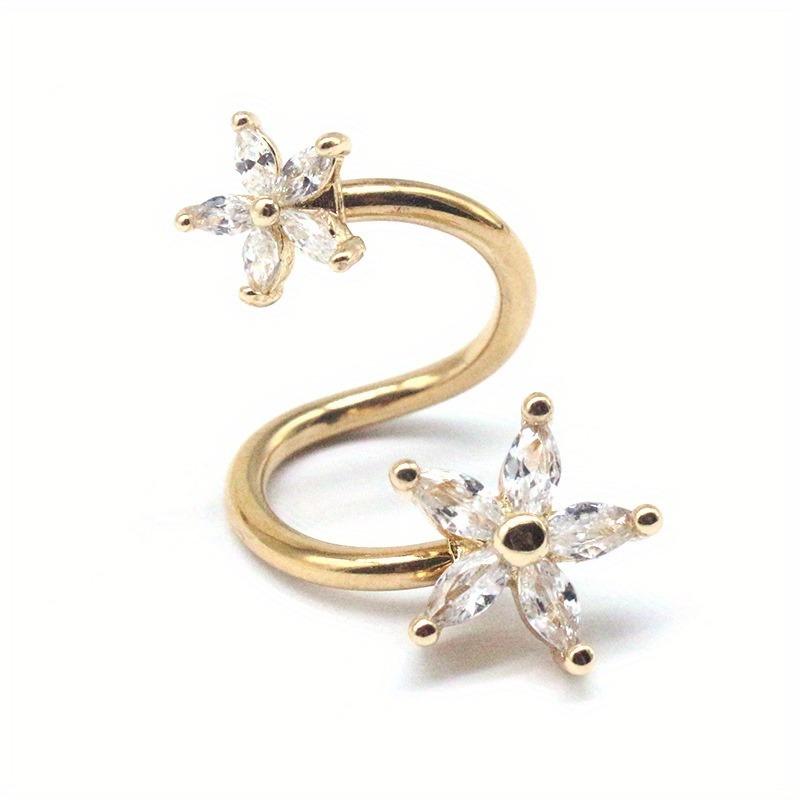 

1шт кільце для пупка з квіткою з нержавіючої сталі, засліплене цирконом 1,6 мм, стрижень для пупка, пупок, ґудзик, ювелірні вироби для пупка