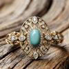 Elegant Eco-friendly Gold-Plated Women's Ring with Turquoise Inlay - Hot French Jewelry Trend