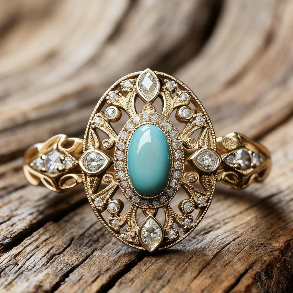 Elegant Eco-friendly Gold-Plated Women's Ring with Turquoise Inlay - Hot French Jewelry Trend