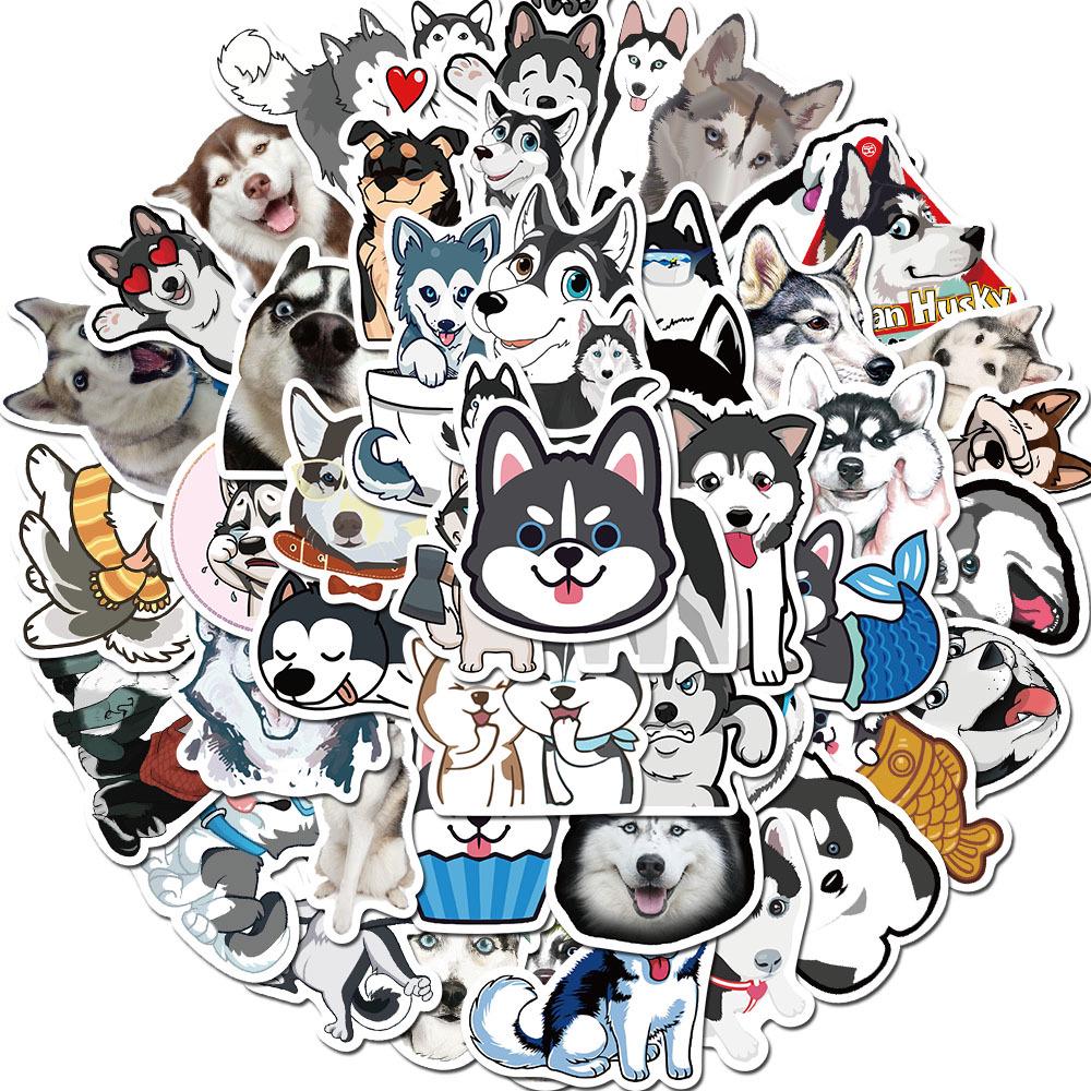 50 Cute Pet Husky Graffiti Stickers Suitcase Laptop Thermos Cup Computer Waterproof Fun Stickers
