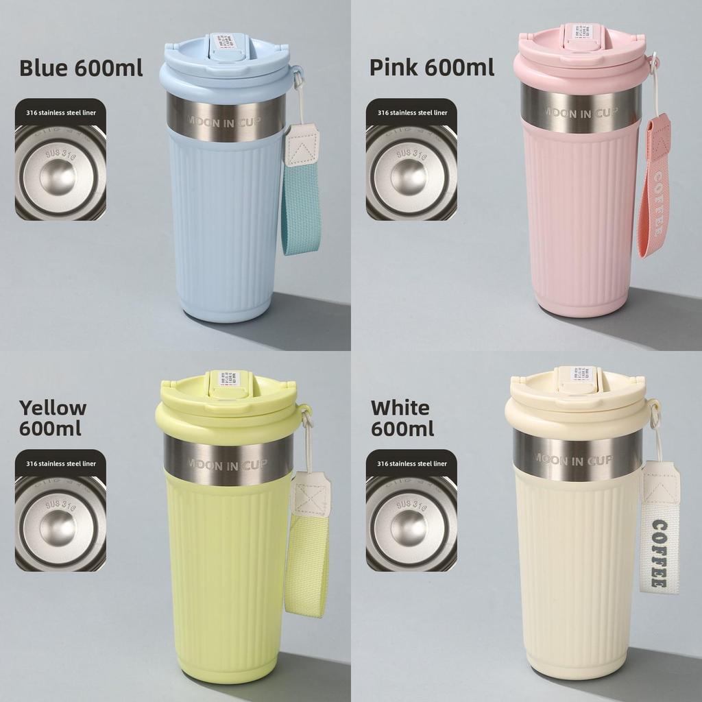 Modern Double Wall Insulated Coffee Mug With Straws For Home Office Use