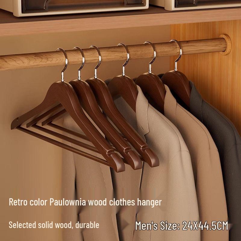 Anti-Slip Solid Wood Clothes Hanger - No Trace, Ideal for Home, Store, and Hotel Wardrobes