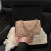 Influencer Women's Quilted Crossbody Bag with Chain and Wide Shoulder Strap