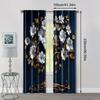 2pc,  Drapes Elegant 3d Blue & Golden Tree of Life Tapestry Polyester Wall Hanging for Living Room Bedroom and Home Decor Light