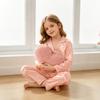 Kinder einfarbige Pyjama-Sommer-Langarm-Cardigan-Set Mädchen mittleren Alters und ältere Kinder Baby Freizeit Eis Seide Kühl Loungewear