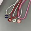 Lucky Handmade Necklace Popular Turkeky Eye Pendant Choker Colorful Rice Beadds Neck Jewelry