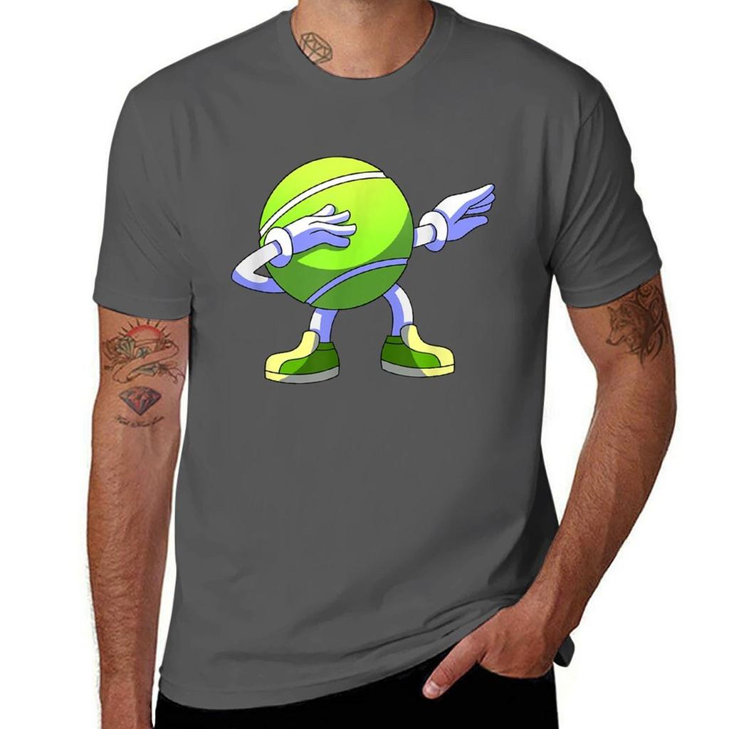 Dabbing Tennis Ball Funny Tennis Player TShirt Casual Lightweight Short Sleeve Top