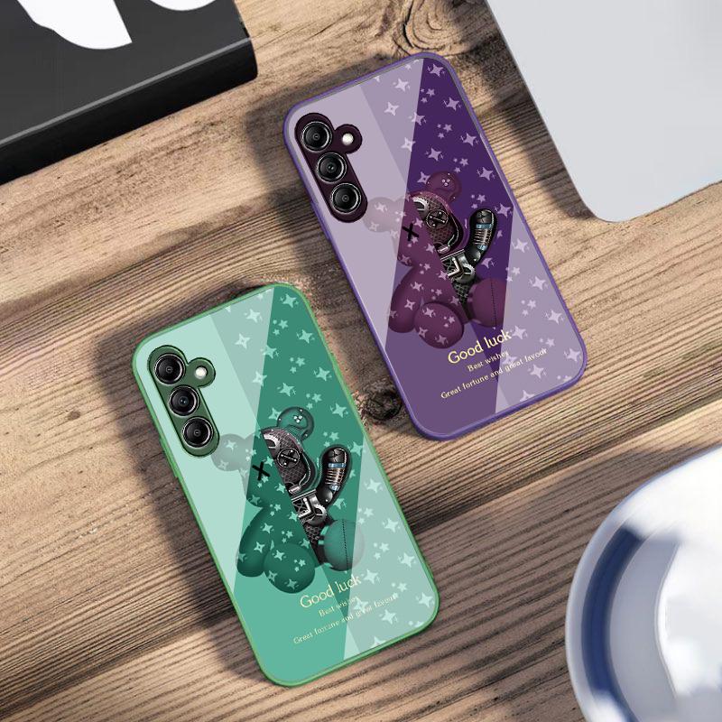 Brown Machine Bear For Samsung Galaxy A14 4G 20 30 52 20S 21S 22 A32 33 34 42 50 51 53 54 70 71 72 73 5G Glass Phone Case