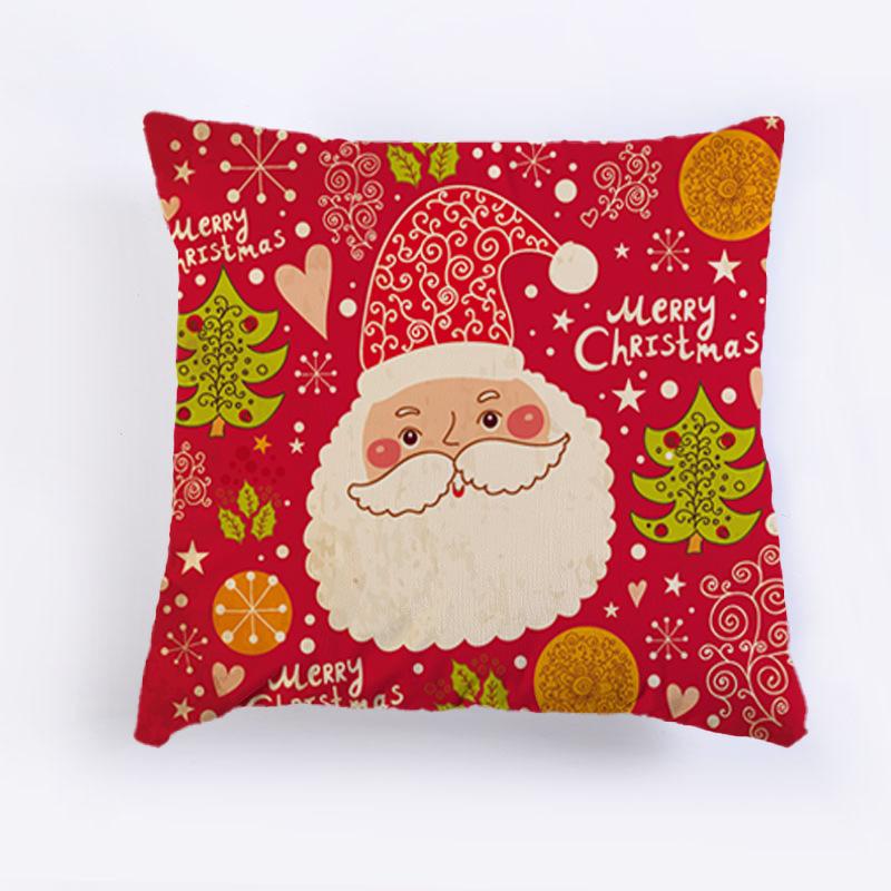 Christmas Throw Pillow Cover Festive Santa Claus Pillow Cover Sofa Cushion Cover
