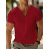 Men's Solid Color V-neck Breathable Sweat Casual Sports Lightweight Short-sleeved T-shirt