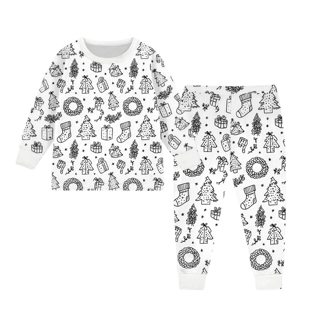 Kids Colorable Pants Set Boys Girls Funny DIY Hand Painted 2 Piece Outfits Cartoon Coloring Clothing Sets