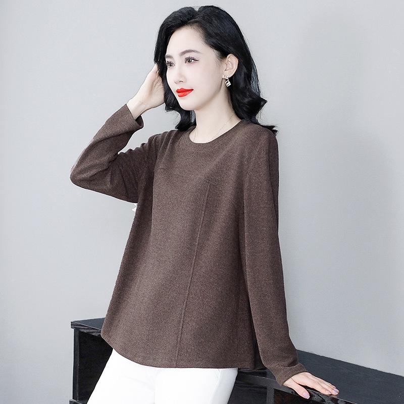 

Женская футболка с длинным рукавом большого размера – Повседневная, Плотная, Свободного кроя для мам среднего возраста XL: 120-140 kg