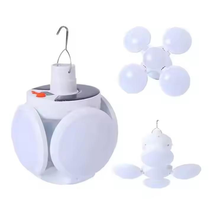 50W Football Led Bulbs Solar Remote Control Night Light Rechargeable Light with Lantern Folding with Cable for Garden Bulb Light