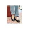 Ballet flats, comfortable pumps for jumping, cushioned, flat, round toe, ribbon detail, stylish, black, easy to walk in (R-4006)
