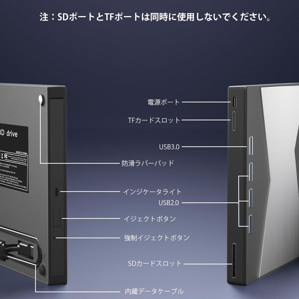 Innovatives Multifunktionales 7 in 1 Externes Laufwerk Kompatibel mit 4K UHD Laufwerk BD Brennen Sowohl Bluray Externes BD Externes Externes Stromkabel