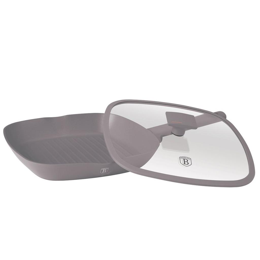 Patelnia grillowa tytanowa z pokrywą 28cm berlinger haus bh-8097 taupe lumarko!
