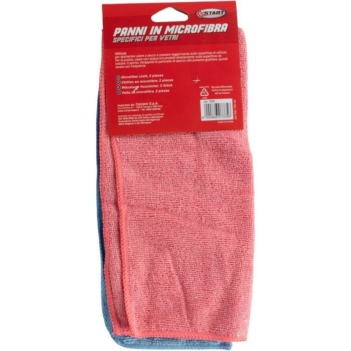 Eponge - Peau De Chamois - Microfibre - Chiffon Start Paire de Chiffons Microfibres pour Pare-brise de Voiture 30x30cm