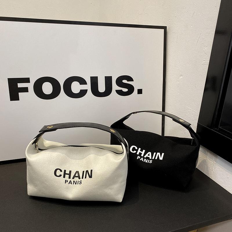 Cosmetic Bag Canvas Pillow Bag Handbag New Shoulder Bag Fashionable and Simple Small Bag