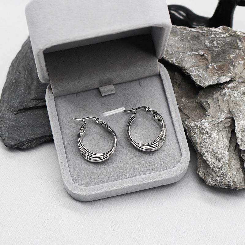 18K Stainless Steel Multi-layer Geometric Circle Earrings for Women - Fashionable and Versatile Design.