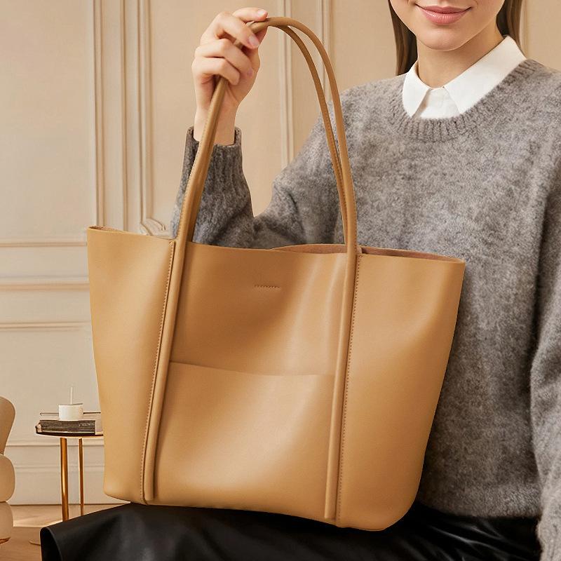 2025 Neue Damen Handtasche aus echtem Leder Rindsleder Pendler Umhängetasche Große Kapazität Handtasche Tragetasche