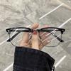 Vintage Unisex Myopia Glasses Metal Half Frame Near Sight Clear Eyeglasses Blue Light Blocking Minus Diopters Eyewear 0 To -6.0